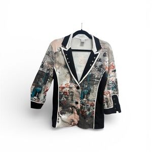 Facility Stylish Graphic Blazer with Black Accents